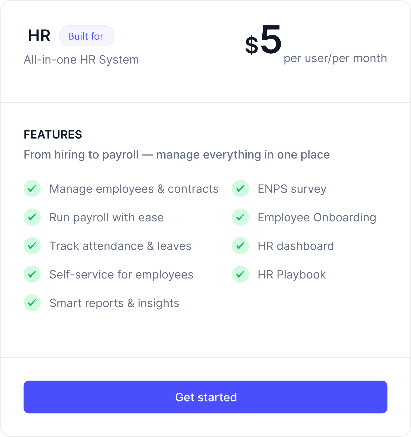 HR plan pricing